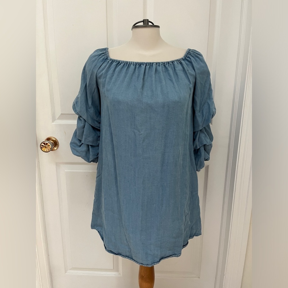 Zara Denim Dress with Layered Sleeves in size medium